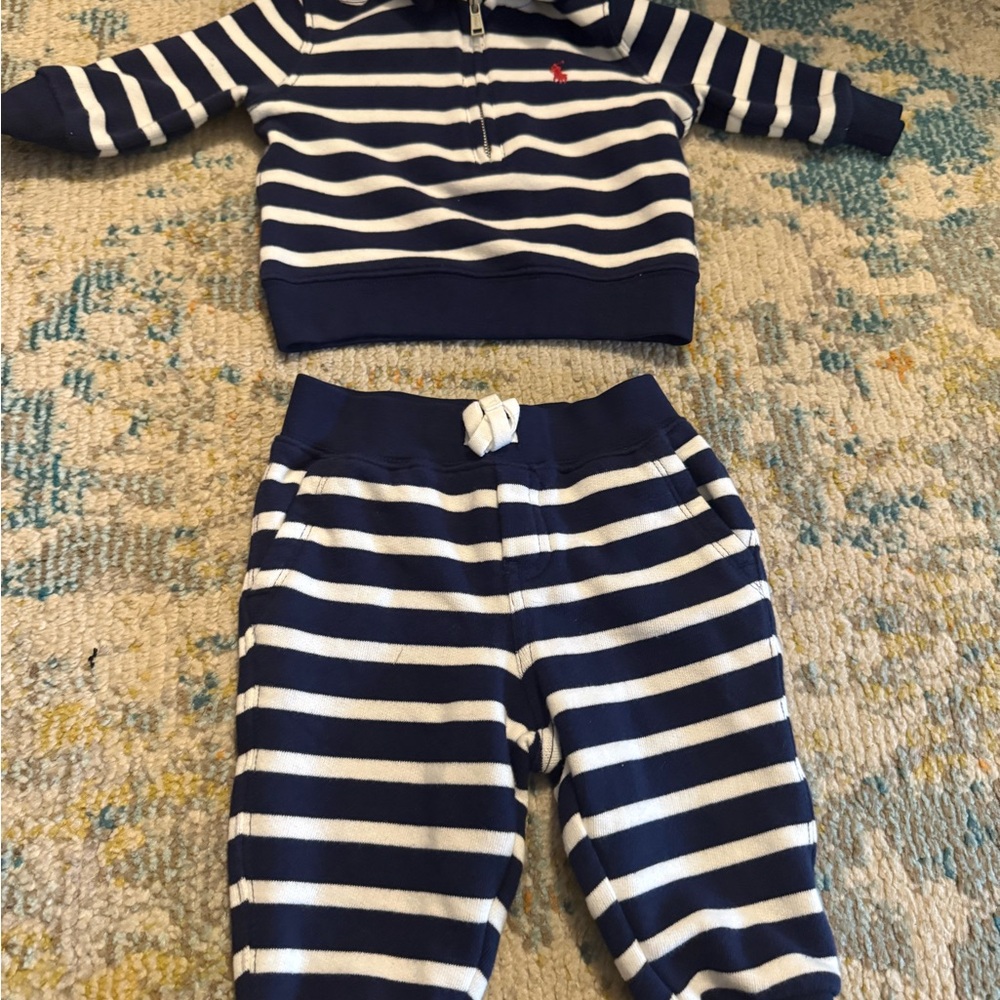 Polo Striped Navy and White Baby Outfit